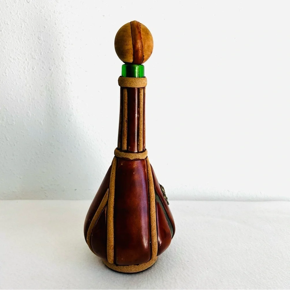 Vintage Italian Leather Wine Bottle Decanter
